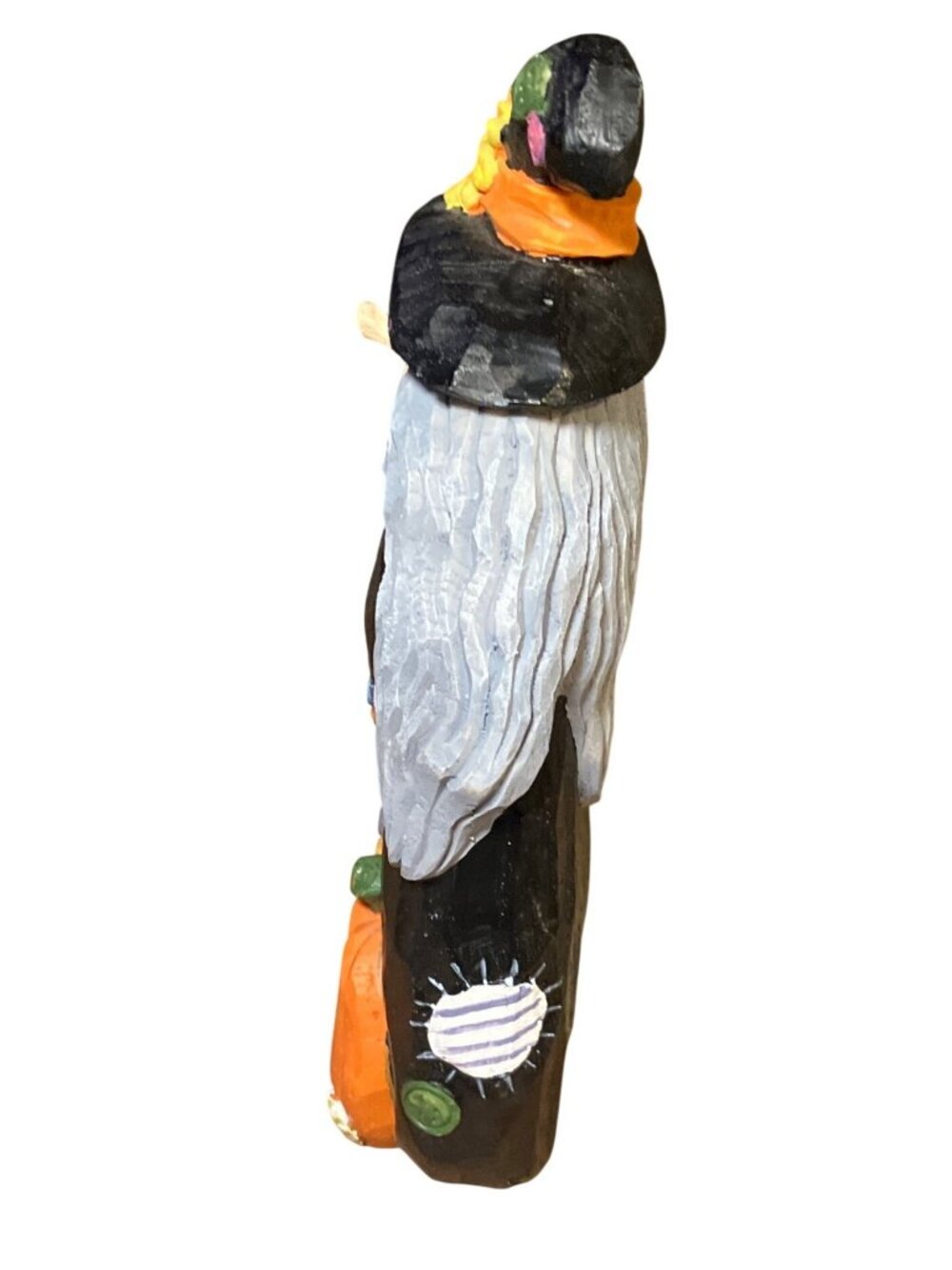 Hand Painted Halloween Witch Figurine With Broom & Pumpkin Rustic Fall Decor - Picture 5 of 11